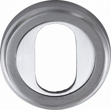 Click Here To Enlarge This Photo Of V5010-SC Heritage Brass Oval Profile Cylinder Escutcheon Satin Chrome Finish