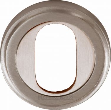 Click Here To Enlarge This Photo Of V5010-SN Heritage Brass Oval Profile Cylinder Escutcheon Satin Nickel Finish