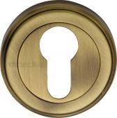 V5020-AT Heritage Brass Euro Profile Cylinder Escutcheon Antique Brass Finish