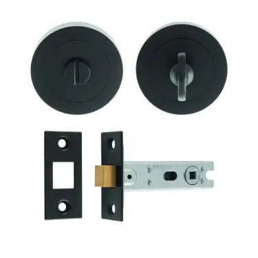 Click Here To Enlarge This Photo Of UDP/BATH30/MB Carlisle Brass Matt Black Bathroom  Pack with Matching Turn & Release and 76mm Tubular Deadbolt