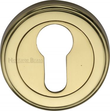 Click Here To Enlarge This Photo Of V5020-PB Heritage Brass Euro Profile Cylinder Escutcheon Polished Brass Finish