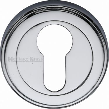 Click Here To Enlarge This Photo Of V5020-PC Heritage Brass Euro Profile Cylinder Escutcheon Polished Chrome Finish