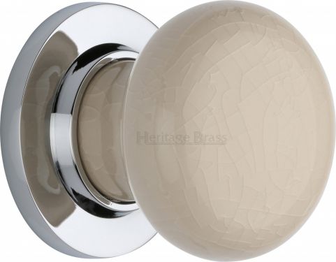 Click Here To Enlarge This Photo Of 8010-PC Heritage Brass Cream Crackle Mortice Knob with Polished Chrome Base