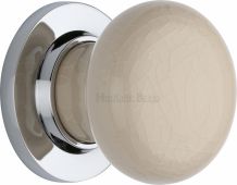8010-PC Heritage Brass Cream Crackle Mortice Knob with Polished Chrome Base