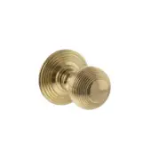 Atlantic - OE50RMKRB Old English 'Ripon' Solid Brass Reeded Mortice Knob on Concealed Fix Rose - Raw Brass