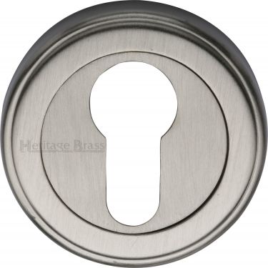 Click Here To Enlarge This Photo Of V5020-SN Heritage Brass Euro Profile Cylinder Escutcheon Satin Nickel Finish