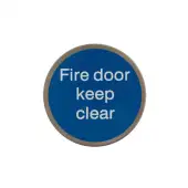 Atlantic - AS75FDKCASSS 'Fire Door Keep Clear' Disc Sign 75mm (Self Adhesive) - Satin Stainless Steel