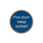 Atlantic - AS75FDKLASSS 'Fire Door Keep Locked' Disc Sign 75mm (Self Adhesive) - Satin Stainless Steel