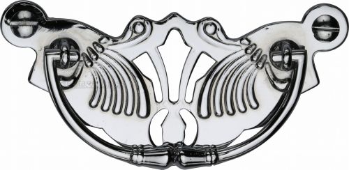 Click Here To Enlarge This Photo Of V5021-PC Heritage Brass Cabinet Pull Ornate Plate Design Polished Chrome Finish