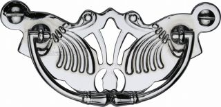 V5021-PC Heritage Brass Cabinet Pull Ornate Plate Design Polished Chrome Finish