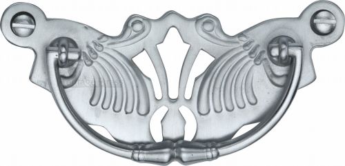 Click Here To Enlarge This Photo Of V5021-SC Heritage Brass Cabinet Pull Ornate Plate Design Satin Chrome Finish