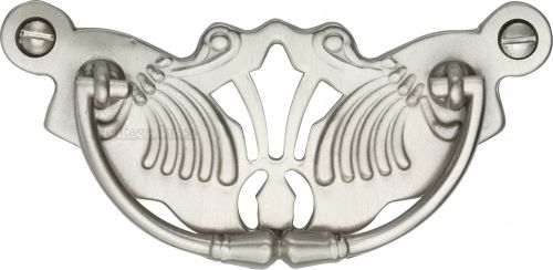 Click Here To Enlarge This Photo Of V5021-SN Heritage Brass Cabinet Pull Ornate Plate Design Satin Nickel Finish