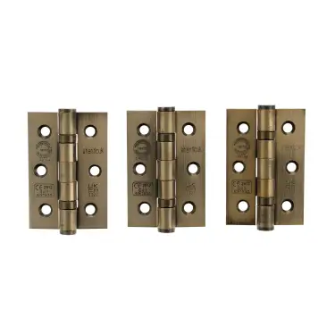 Click Here To Enlarge This Photo Of Atlantic - A2H322AB(3) Grade 7 CE Fire Rated Ball Bearing Hinges 3" x 2" x 2mm - Antique Brass (Pack of 3)