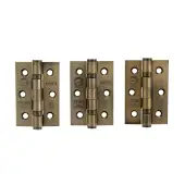 Atlantic - A2H322AB(3) Grade 7 CE Fire Rated Ball Bearing Hinges 3" x 2" x 2mm - Antique Brass (Pack of 3)