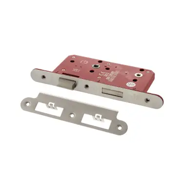 Click Here To Enlarge This Photo Of Atlantic - ALKDINRB60SC DIN Mortice (Radius) Bathroom Lock 60mm backset (78mm c/c) - Satin Chrome