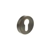 Atlantic - S2ESCERAB STATUS Euro Escutcheons on Round Rose - Antique Brass