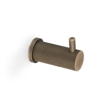 Click Here To Enlarge This Photo Of AW776AB - Alexander & Wilks Brunel Reeded Coat Hook - Antique Brass