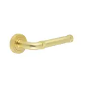 JV853SB Frelan Hardware Jedo 'Midtown' Lever Handles on Round Rose - Satin Brass