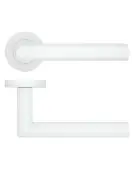RT010-PCW - Zoo Hardware Rosso Tecnica 'Lugano' Lever on Round Rose - Powder Coat White