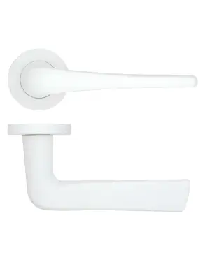Click Here To Enlarge This Photo Of RT020-PCW - Zoo Hardware Rosso Tecnica 'Como' Lever on Round Rose - Powder Coat White