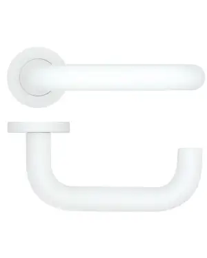 Click Here To Enlarge This Photo Of RT030-PCW - Zoo Hardware Rosso Tecnica 'Maggiore' Lever on Round Rose - Powder Coat White