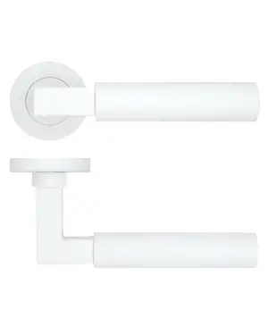 Click Here To Enlarge This Photo Of RT050-PCW - Zoo Hardware Rosso Tecnica 'Garda' Lever on Round Rose - Powder Coat White