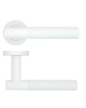 Click Here To Enlarge This Photo Of RT060-PCW - Zoo Hardware Rosso Tecnica 'Orta' Lever on Round Rose - Powder Coat White
