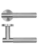 RT060SS - Zoo Hardware Rosso Tecnica 'Orta Lever on Round Rose - Satin Stainless Steel