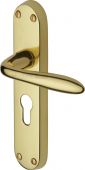 V6057-PB Heritage Brass Door Handle For Euro Profile Plate Sutton Design Polished Brass Finish