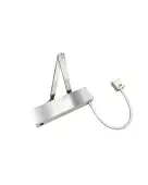VDC-EMS03-HO/SF-SQ-SSS - Zoo Hardware Vier Electro Magnetic Overhead Door Closer (Hold Open/Swing Free) Fixed Power Size 3 with Standard Arm & Square Cover - Satin Stainless Steel Finish