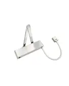 VDC-EMS03-HO/SF-SR-SSS - Zoo Hardware Vier Electro Magnetic Overhead Door Closer (Hold Open/Swing Free) Fixed Power Size 3 with Standard Arm & Semi Radius Cover - Satin Stainless Steel Finish