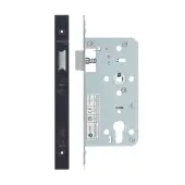 VDL0055-L-PCB - Zoo Hardware Vier DIN Latch 55mm Backset with 2pc Square Forend - Powder Coated Black Finish