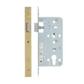 VDL0055-L-PVDSB - Zoo Hardware Vier DIN Latch 55mm Backset with 2pc Square Forend - PVD Satin Brass Finish