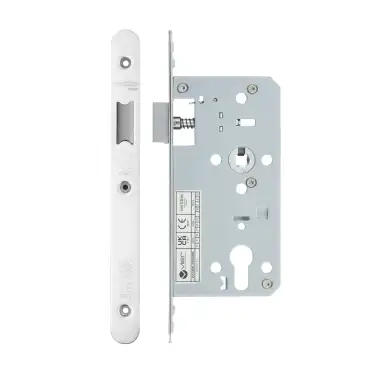 Click Here To Enlarge This Photo Of VDL0055-L-R-PSS - Zoo Hardware Vier DIN Latch 55mm Backset with 2pc Radius Forend - Polished Stainless Steel Finish