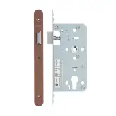VDL0055-L-R-PVDBZ - Zoo Hardware Vier DIN Latch 55mm Backset with 2pc Radius Forend - PVD Bronze Finish
