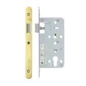 VDL0055-L-R-PVDG - Zoo Hardware Vier DIN Latch 55mm Backset with 2pc Radius Forend - PVD Gold Finish