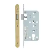 VDL0055-L-R-PVDSB - Zoo Hardware Vier DIN Latch 55mm Backset with 2pc Radius Forend - PVD Satin Brass Finish