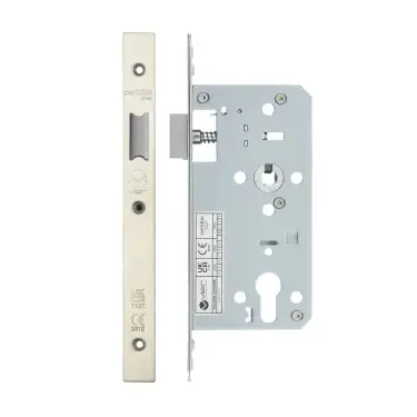 Click Here To Enlarge This Photo Of VDL0055-L-SSS - Zoo Hardware Vier DIN Latch 55mm Backset with 2pc Square Forend - Satin Stainless Steel