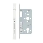 VDL0055-PCW - Zoo Hardware Vier DIN Euro Deadlock 55mm Backset with 2pc Square Forend - Powder Coated White Finish