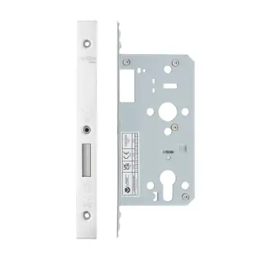 Click Here To Enlarge This Photo Of VDL0055-PSS - Zoo Hardware Vier DIN Euro Deadlock 55mm Backset with 2pc Square Forend - Polished Stainless Steel Finish