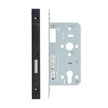 Click Here To Enlarge This Photo Of VDL0055-PVDBLK - Zoo Hardware Vier DIN Euro Deadlock 55mm Backset with 2pc Square Forend - PVD Black Finish