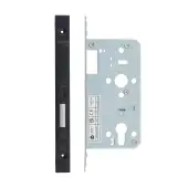 VDL0055-PVDBLK - Zoo Hardware Vier DIN Euro Deadlock 55mm Backset with 2pc Square Forend - PVD Black Finish