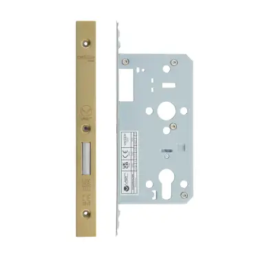 Click Here To Enlarge This Photo Of VDL0055-PVDSB - Zoo Hardware Vier DIN Euro Deadlock 55mm Backset with 2pc Square Forend - PVD Satin Brass Finish