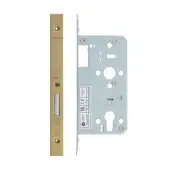 VDL0055-PVDSB - Zoo Hardware Vier DIN Euro Deadlock 55mm Backset with 2pc Square Forend - PVD Satin Brass Finish