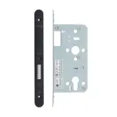 VDL0055-R-PCB - Zoo Hardware Vier DIN Euro Deadlock 55mm Backset with 2pc Radius Forend - Powder Coated Black Finish