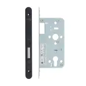 VDL0055-R-PVDBLK - Zoo Hardware Vier DIN Euro Deadlock 55mm Backset with 2pc Radius Forend - PVD Black Finish