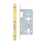 VDL0055-R-PVDG - Zoo Hardware Vier DIN Euro Deadlock 55mm Backset with 2pc Radius Forend - PVD Gold Finish