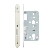 VDL0055-R-SSS - Zoo Hardware Vier DIN Euro Deadlock 55mm Backset with 2pc Radius Forend - Satin Stainless Steel Finish