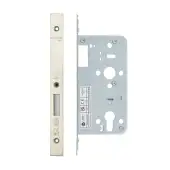 VDL0055-SSS - Zoo Hardware Vier DIN Euro Deadlock 55mm Backset with 2pc Square Forend - Satin Stainless Steel Finish