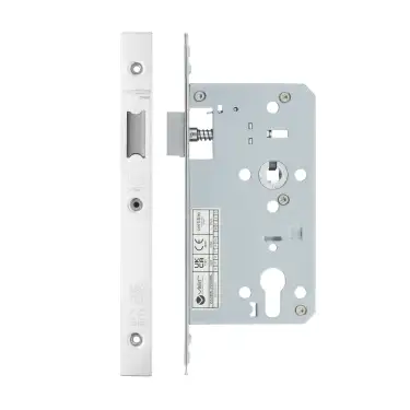 Click Here To Enlarge This Photo Of VDL0060-L-PSS - Zoo Hardware Vier DIN Latch 60mm Backset with 2pc Square Forend - Polished Stainless Steel Finish